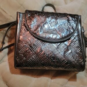 Love Moschino Metallic Backpack with Embossed Design